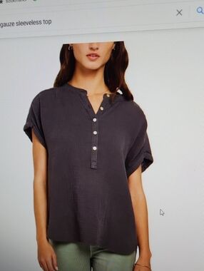 FAHERTY DESMOND GRAY HENLEY GAUZE COTTON SHIRT SZ S